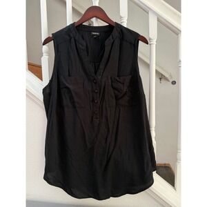 Torrid Black Sleeveless Button Front V-Neck Blouse Tank Top Plus Size 1 1X